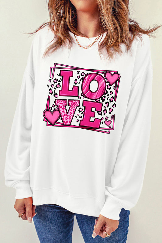 LOVE Round Neck Dropped Shoulder Sweatshirt-Jewearrings