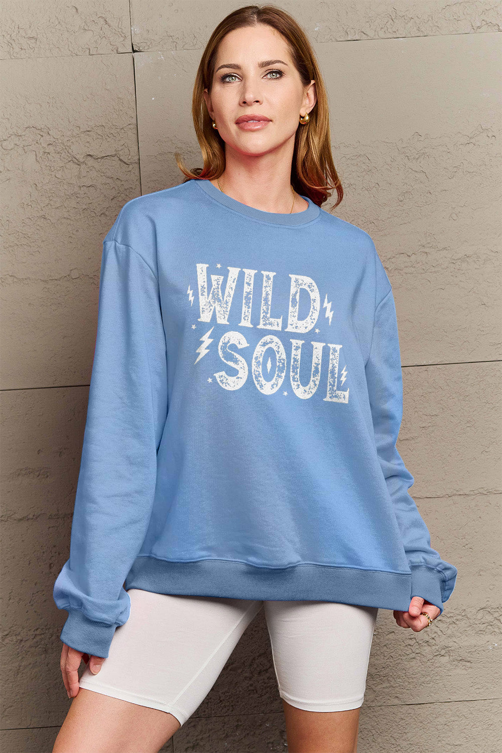 Simply Love Full Size WILD SOUL Graphic Sweatshirt-Jewearrings