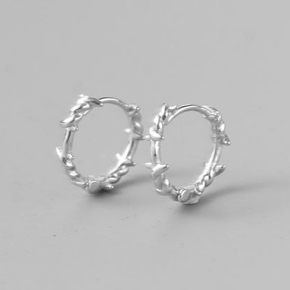 Silver Thorn Ear Buckle Men's Personality Earrings Simple Women-Jewearrings