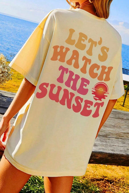 LET'S WATCH THE SUNSET Round Neck T-Shirt-Jewearrings