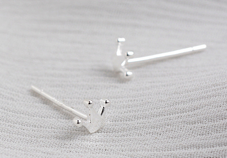 Lovely Mini Crown S925 Sterling Silver Stud Earrings-Jewearrings