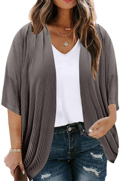 Plus Size Ribbed Cocoon Cover Up-Jewearrings