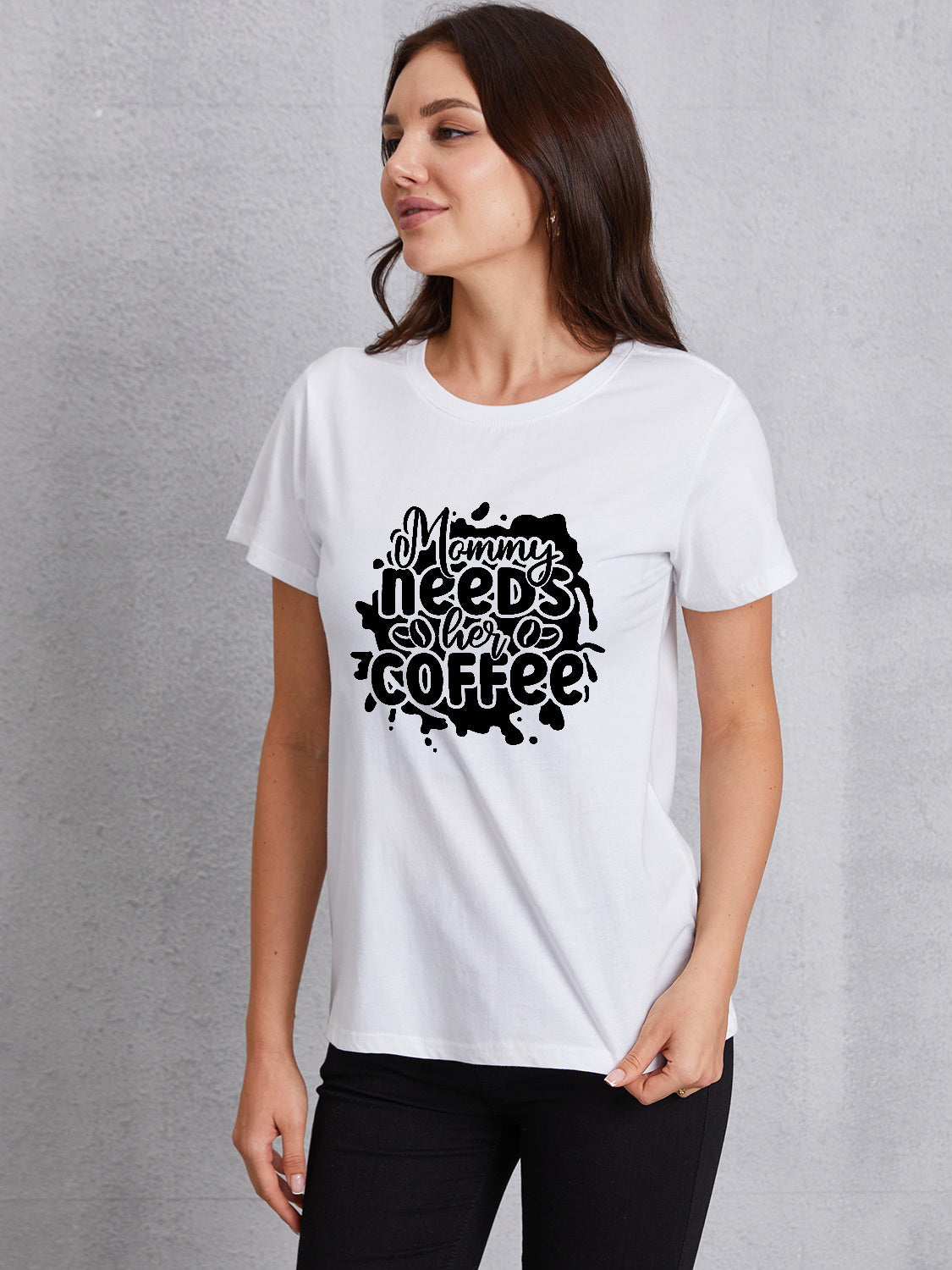 MOMMY NEEDS HER COFFEE Round Neck T-Shirt-Jewearrings