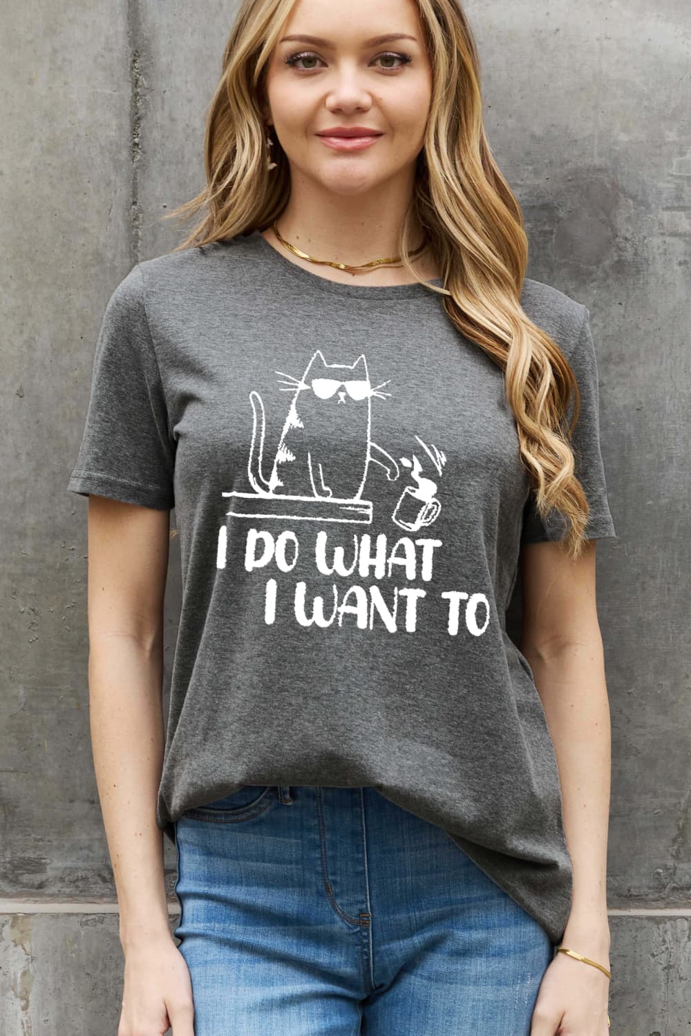 Simply Love Full Size I DO WHAT I WANT TO Graphic Cotton Tee-Jewearrings