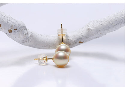 Perfect Round Seawater Pearl Stud Earrings-Jewearrings