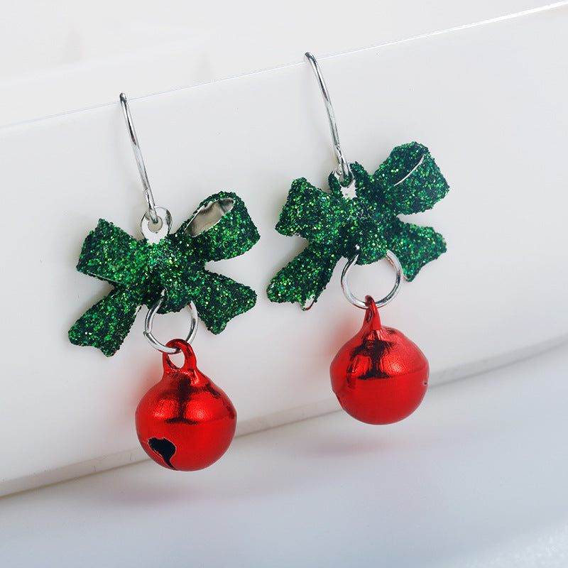 Christmas Bow Bell Earrings-Jewearrings