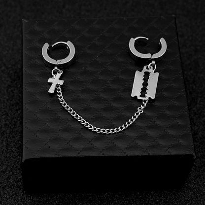 Stainless Steel Earrings Earrings Personality Niche Cross Blade-Jewearrings