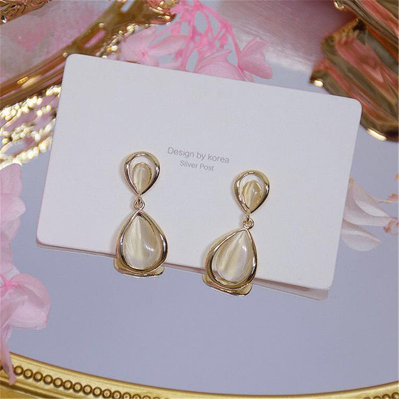 Personality Creative Water Drop Silver Needle Stud Earrings Korean Version-Jewearrings