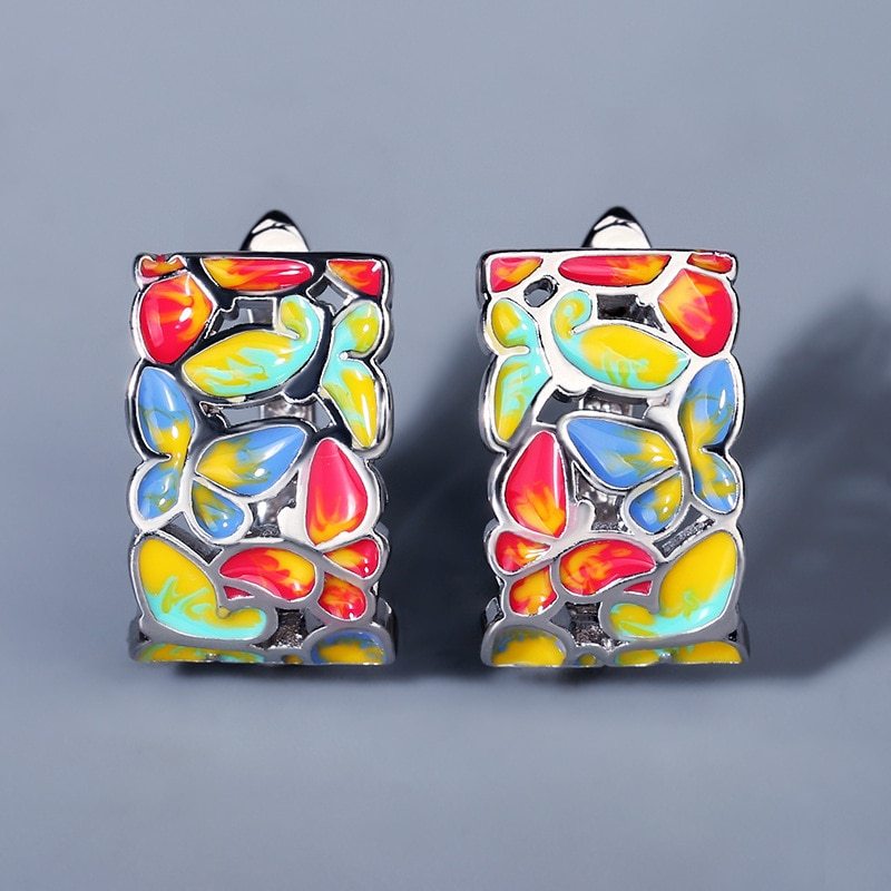 Elegant Temperament Color Butterfly 925 Silver Earrings Exquisite Handmade Enamel Ladies Creative Butterfly Earrings-Jewearrings