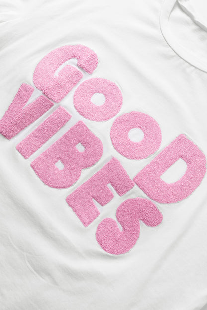 GOOD VIBES Round Neck Half Sleeve T-Shirt-Jewearrings