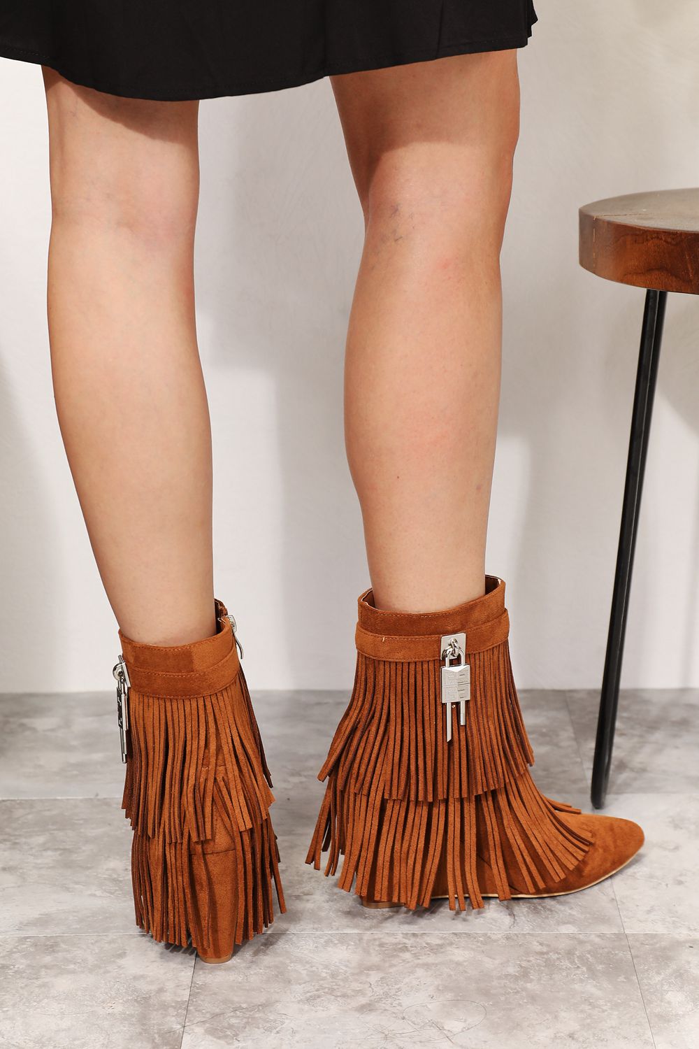 Legend Women's Tassel Wedge Heel Ankle Booties-Jewearrings