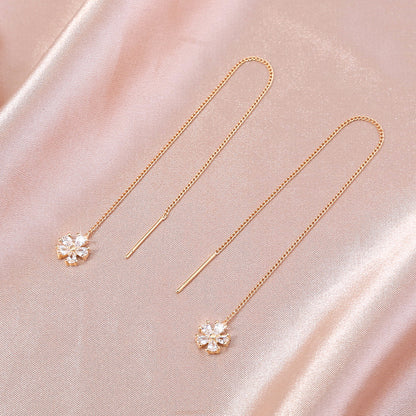 Gold Crown Waterdrop Zircon Tassel Earrings-Jewearrings