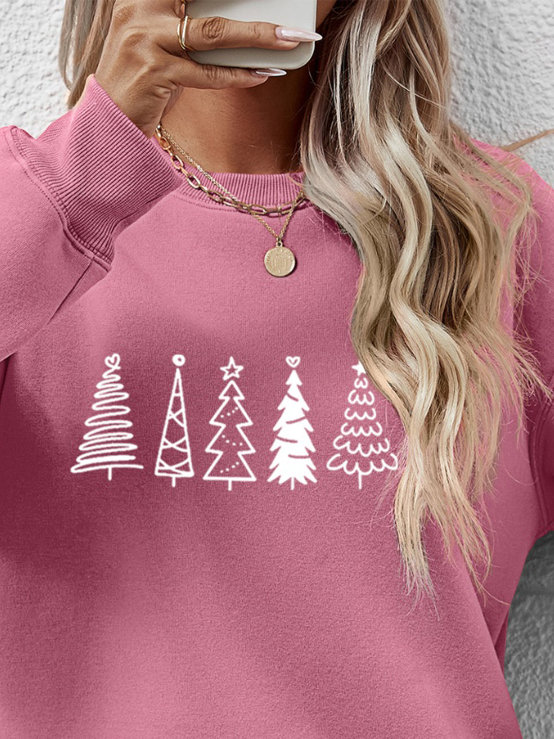 Christmas Tree Graphic Drop Shoulder Sweatshirt-Jewearrings