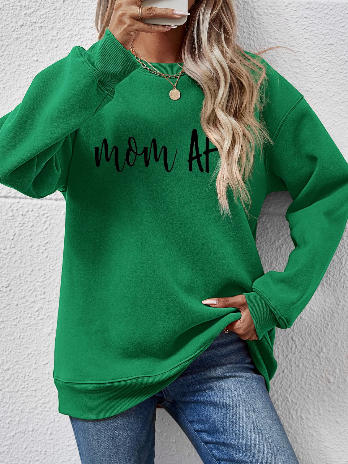 Letter Graphic Dropped Shoulder Sweatshirt-Jewearrings