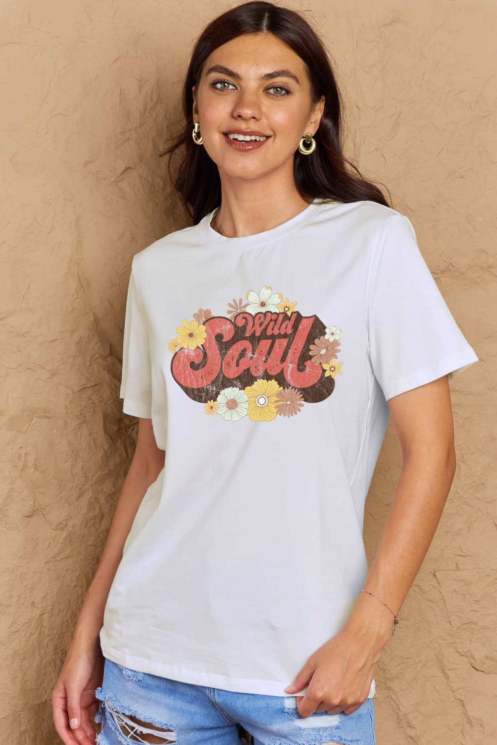 Simply Love Full Size WILD SOUL Graphic Cotton T-Shirt-Jewearrings