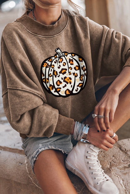 Round Neck Dropped Shoulder Pumpkin Graphic Sweatshirt-Jewearrings