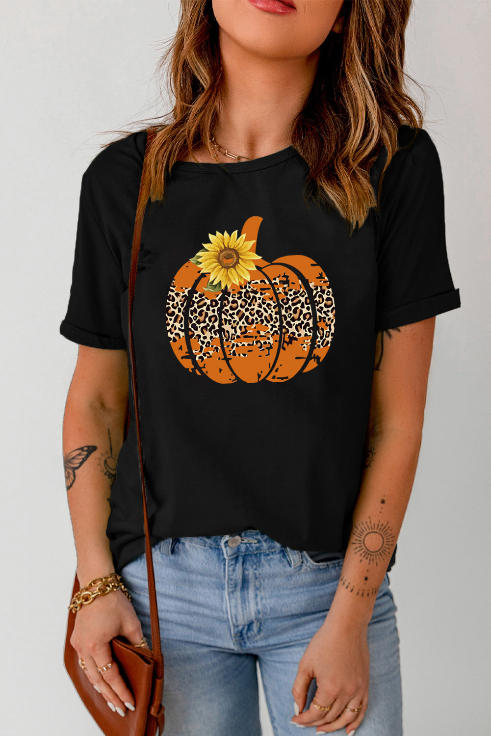 Floral Pumpkin Graphic Tee-Jewearrings