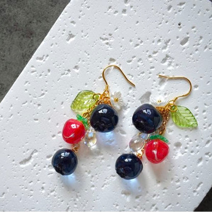 Handmade Fruit Blueberry 925 Silver Stud Earrings-Jewearrings