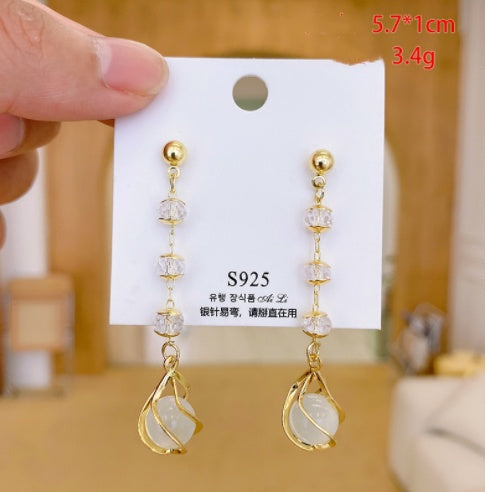 Retro Opal Earrings Korea Dongda Temperament Without Pierced Ears-Jewearrings