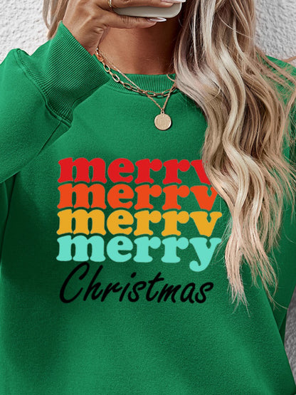 MERRY CHRISTMAS Graphic Long Sleeve Sweatshirt-Jewearrings