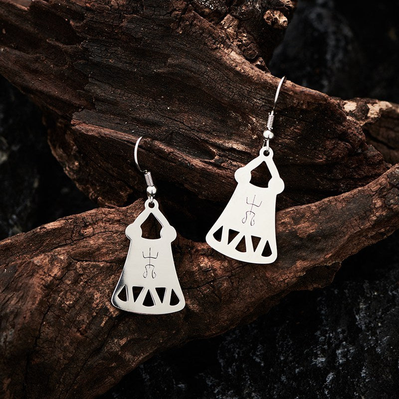 Occult Symbol Dangle Earrings Silver Plated Stainless Steel Geometric Earrings For Women Viking Jewelry-Jewearrings