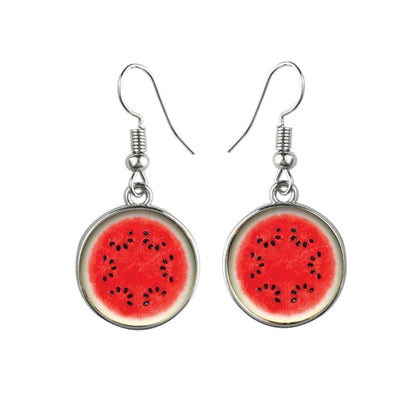 Fashion Fruit Grapefruit Watermelon Lemon Glass Dangle Earrings For Women Girls-Jewearrings