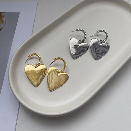 Zinc Alloy Love Heart 925 Silver Post Women's Earrings-Jewearrings