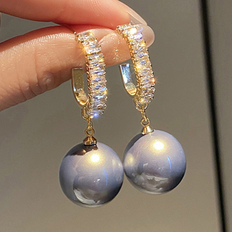 Korean Version Of Imitation Pearl Personality Wild Geometric Type Women's Earrings-Jewearrings