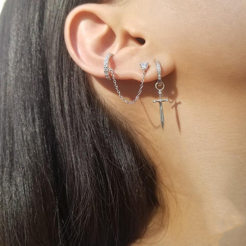 Dagger Earring Earrings Earrings Cross-border Hot-selling Fashion Simple And Creative Diamond Earrings-Jewearrings