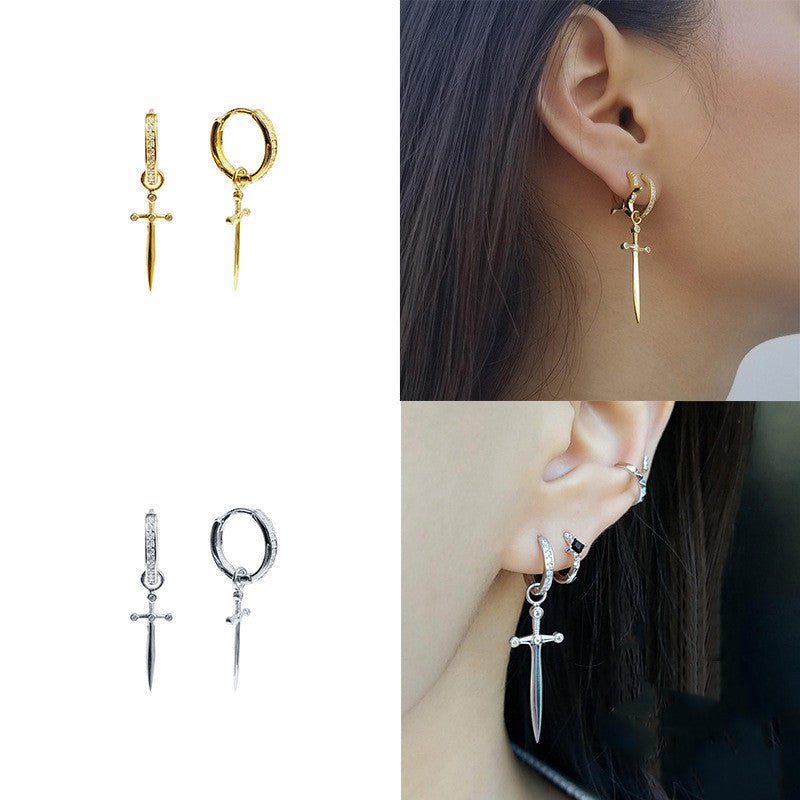 Dagger Earring Earrings Earrings Cross-border Hot-selling Fashion Simple And Creative Diamond Earrings-Jewearrings