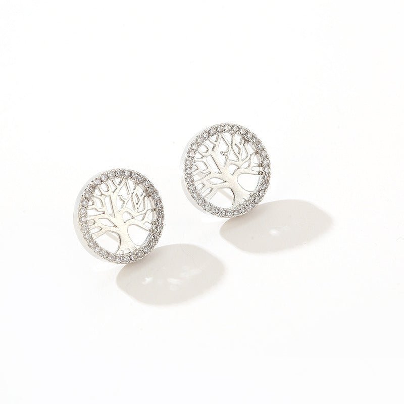 Daisy flower s925 silver five-leaf flower Thai silver diamond stud earrings-Jewearrings