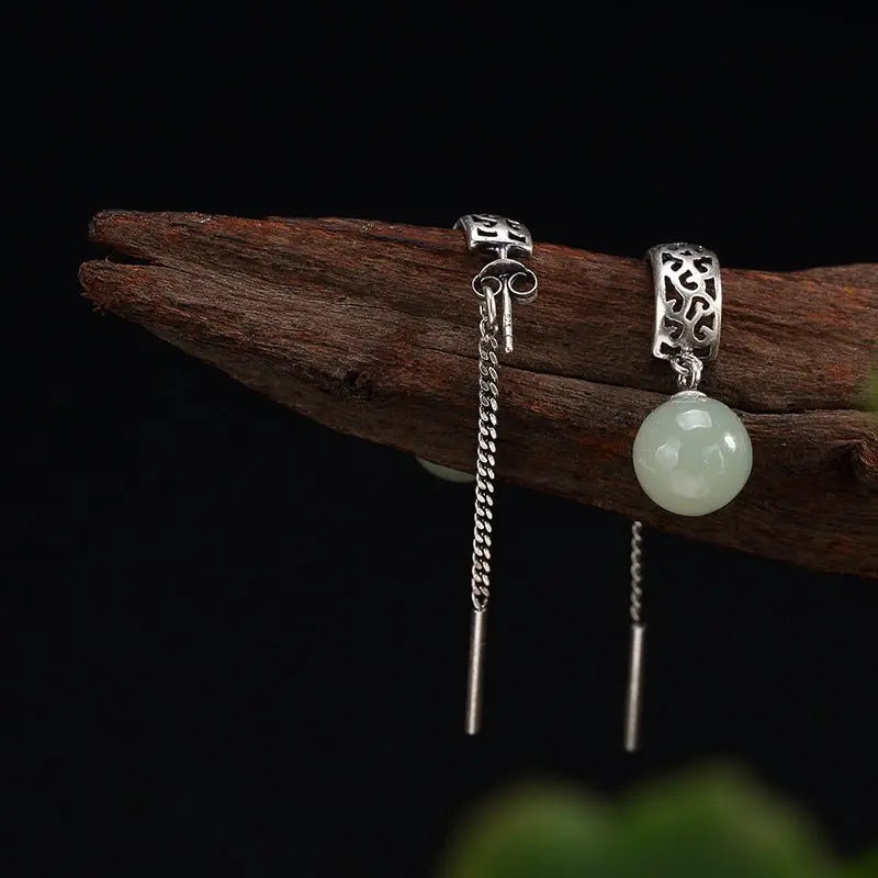 Dazzle with Disco Ball Earrings - Sterling Silver & White Jade Studs-Jewearrings