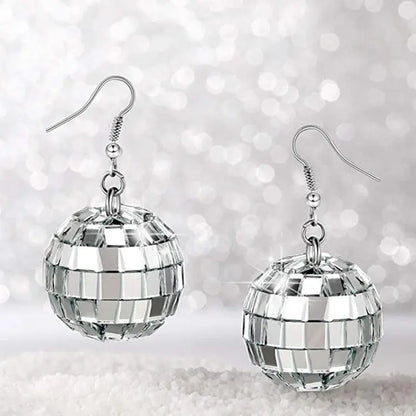 Dazzling Disco Ball Earrings - 24mm Silver - Vintage Style-Jewearrings