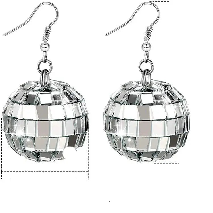 Dazzling Disco Ball Earrings - 24mm Silver - Vintage Style-Jewearrings