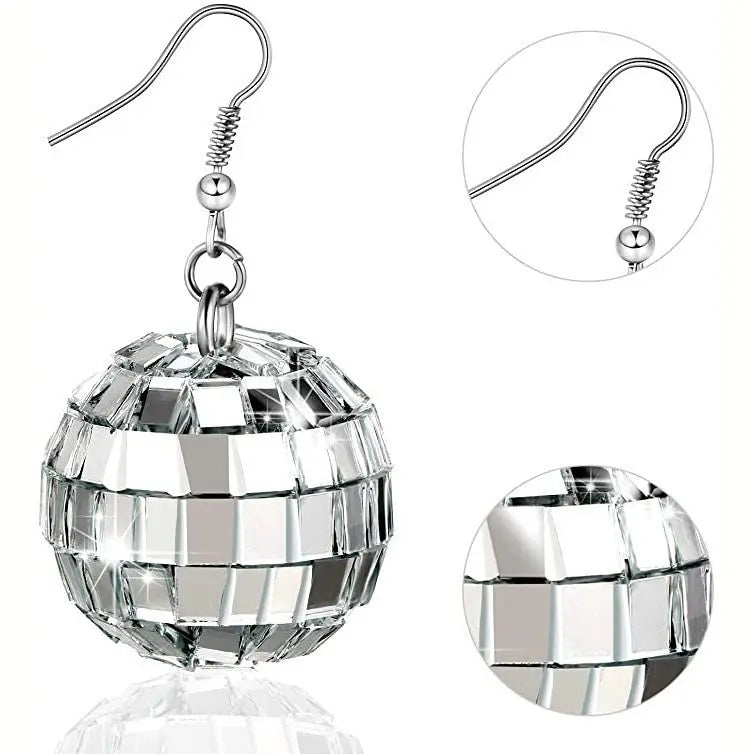 Dazzling Disco Ball Earrings - 24mm Silver - Vintage Style-Jewearrings