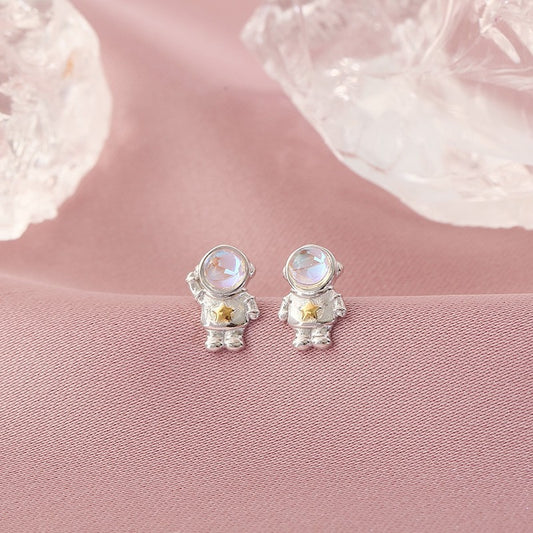 Chinese Star Astronaut 925 Sterling Silver Stud Earrings Special Design Sense Of Small Female Ins Trend-Jewearrings