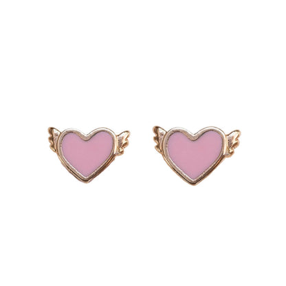 Women's Korean Drop Nectarine Heart Stud Earrings-Jewearrings