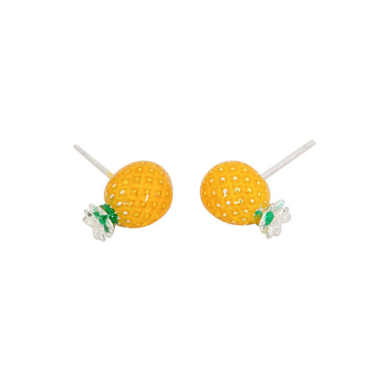 Fresh Pineapple Stud Earrings For Women Sweet Temperament-Jewearrings