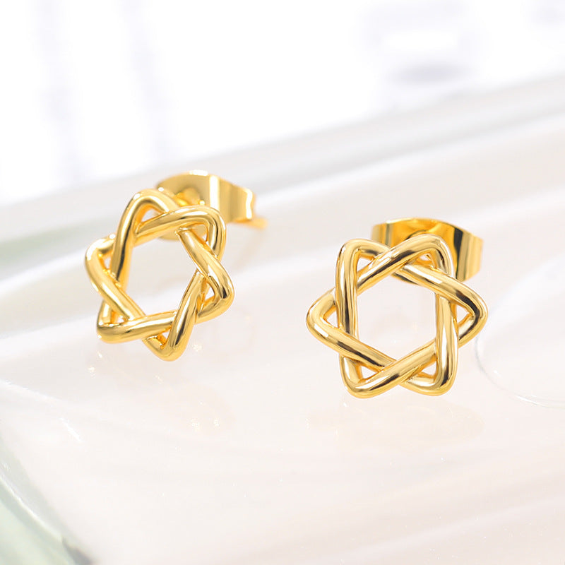 Stainless Steel Stud Earrings Fashion Jewelry Bohemian Hexagonal Star-Jewearrings