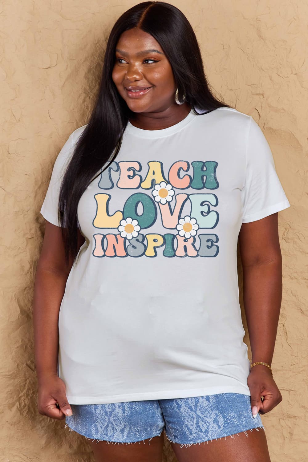 Simply Love Full Size TEACH LOVE INSPIRE Graphic Cotton T-Shirt-Jewearrings