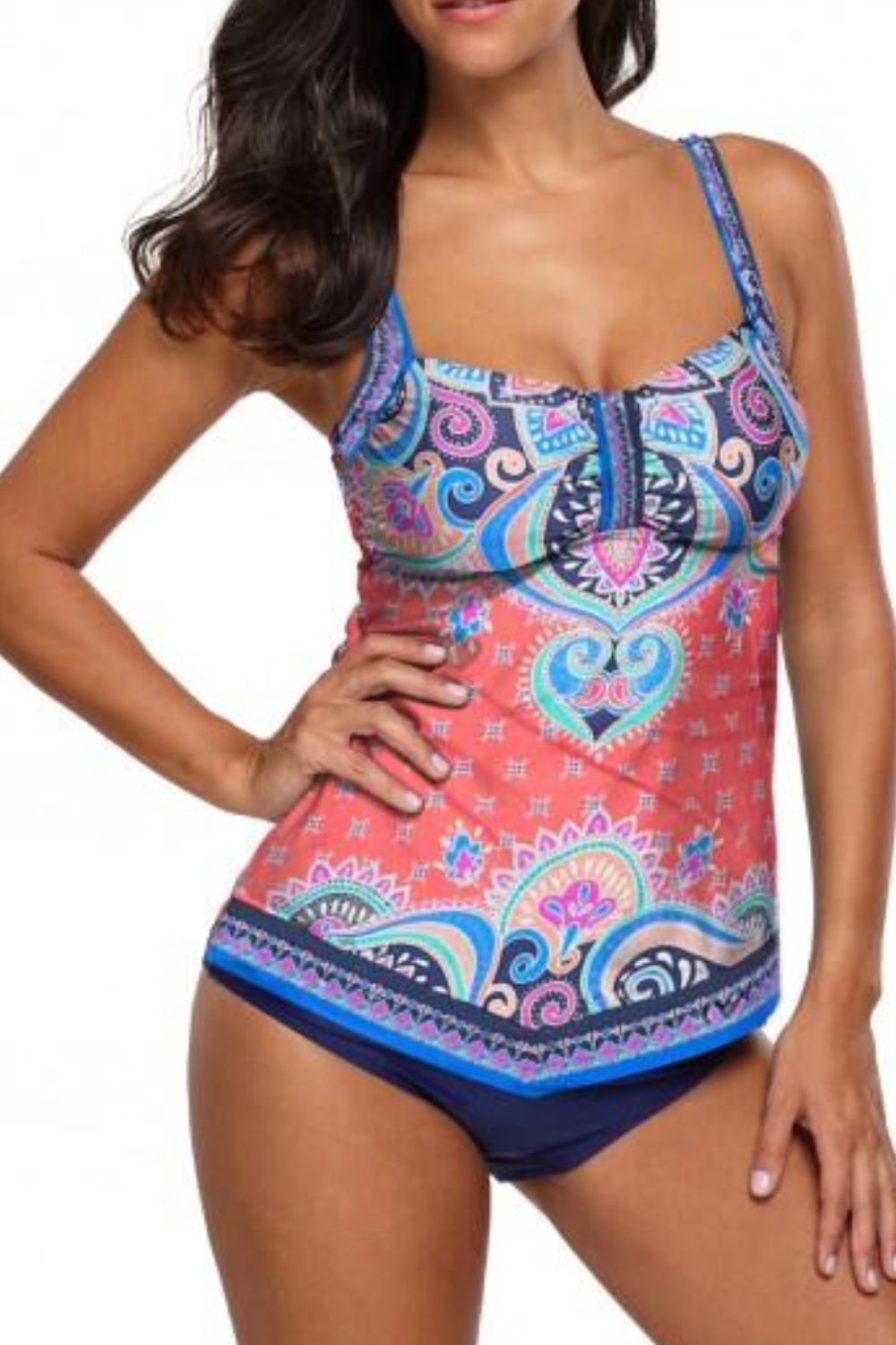 Printed Adjustable Strap Tankini Set-Jewearrings