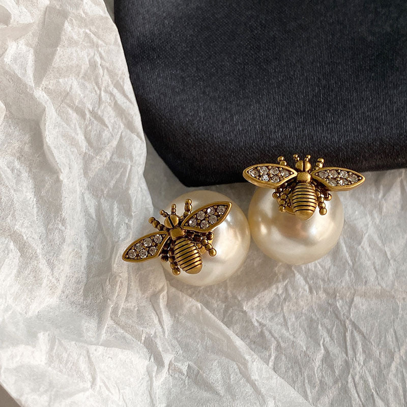 Women's New Vintage Pearl Two Earrings-Jewearrings