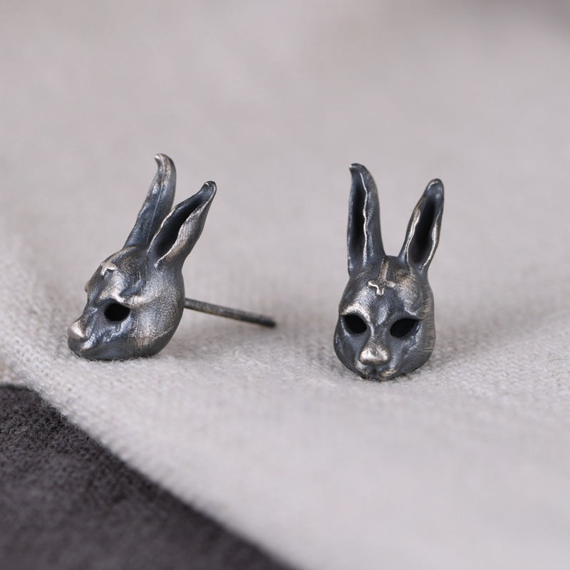 Women's Creative Design Thai Silver Rabbit Earrings-Jewearrings