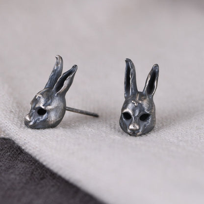 Women's Creative Design Thai Silver Rabbit Earrings-Jewearrings