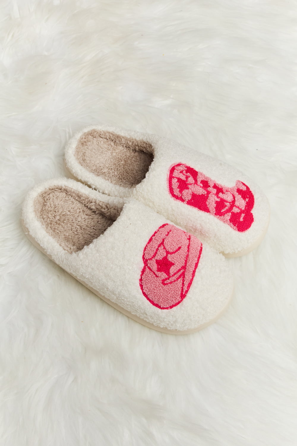 Melody Printed Plush Slide Slippers-Jewearrings