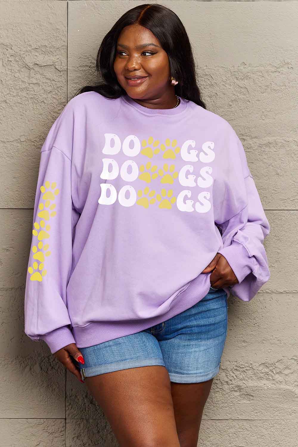 Simply Love Simply Love Full Size Round Neck Dropped Shoulder DOGS Graphic Sweatshirt-Jewearrings