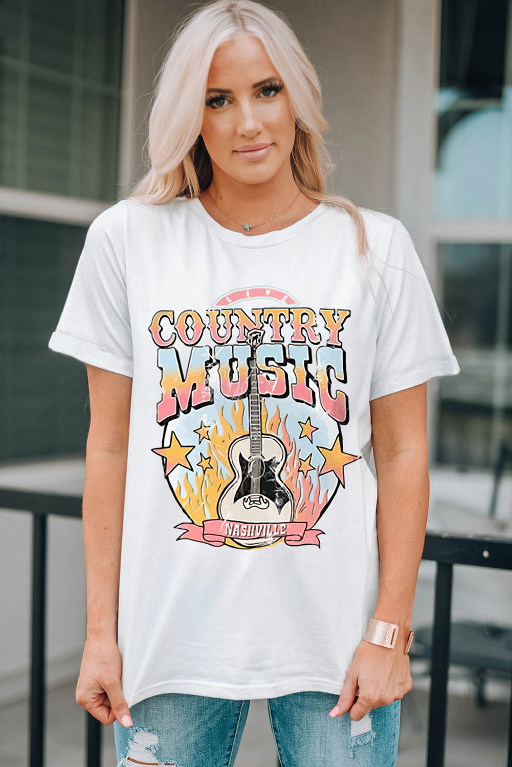 COUNTRY MUSIC NASHVILLE Graphic Tee Shirt-Jewearrings