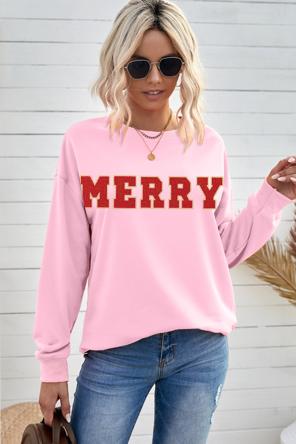 MERRY Graphic Drop Shoulder Sweatshirt-Jewearrings