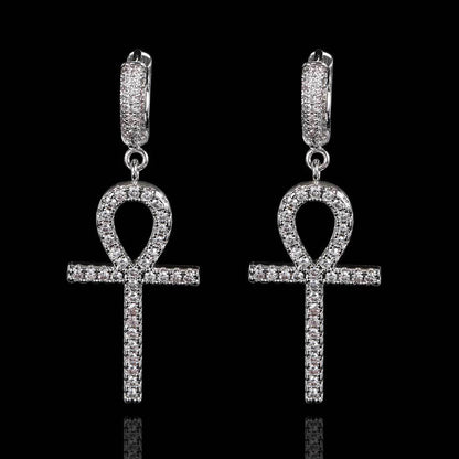 Hip Hop Stud Earrings Ankh Key Personality Cross Earrings-Jewearrings