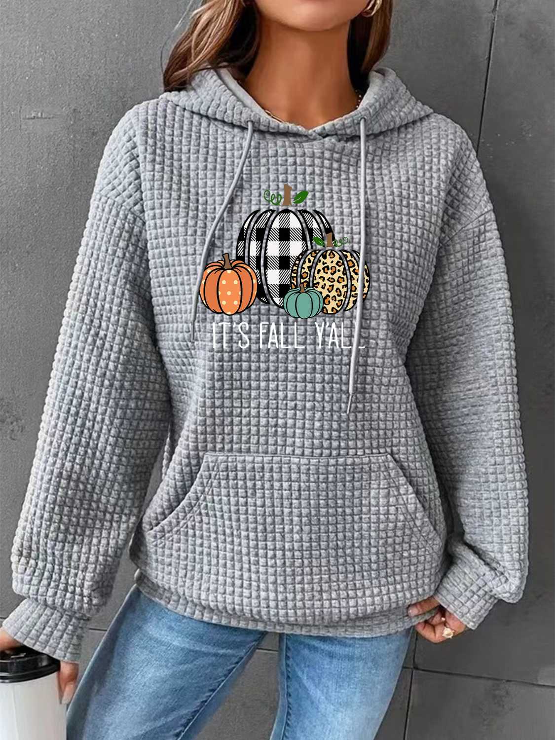 IT'S FALL YALL Full Size Graphic Hoodie-Jewearrings